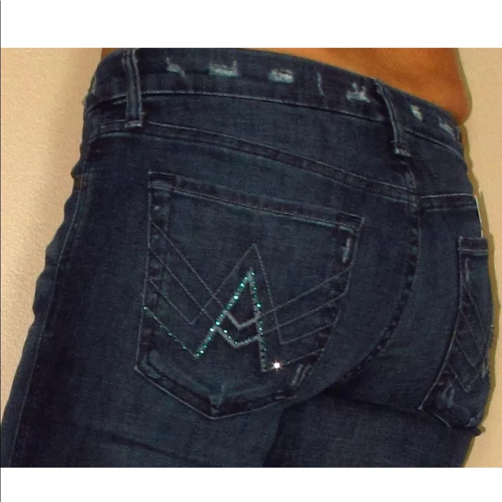 7 For All Mankind Womens Jeans Size 25 Crystal A Pocket Flare Stretch Dark Denim - Picture 6 of 9